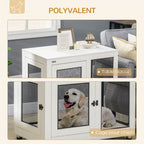 Cage pour chien cage de chien sur pied avec coussin amovible acier noir et blanc - 94 x 60 x 71,5 cm-4