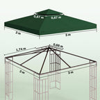 Toit de Remplacement pour Gazebo de Jardin Toile de Rechange pour pavillon tonnelle Tente 3 x 3 m Vert foncé-2