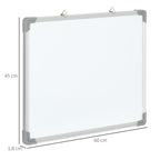 Tableau blanc magnétique cadre aluminium 60 x 45 cm avec feutres, effaceur et aimants-2