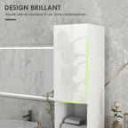 Meuble colonne de salle de bain 2 placards avec étagères réglables + 2 niches 30 x 30 x 181,5 cm blanc-3