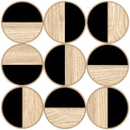 Décoration murale en métal, sculpture murale en métal, design unique à plusieurs disques, 60 x 60 cm, naturel et noir-0
