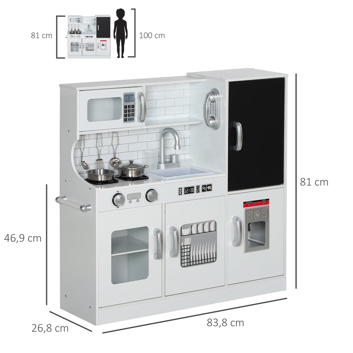Cuisine enfant jouet d'imitation pour enfant - dinette enfant de 3-8 ans, blanc-2