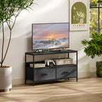 Meuble TV, meuble télé pour téléviseur jusqu'à 47 pouces avec 2 tiroirs et pieds en acier, 98 x 29 x 56 cm, gris foncé-1