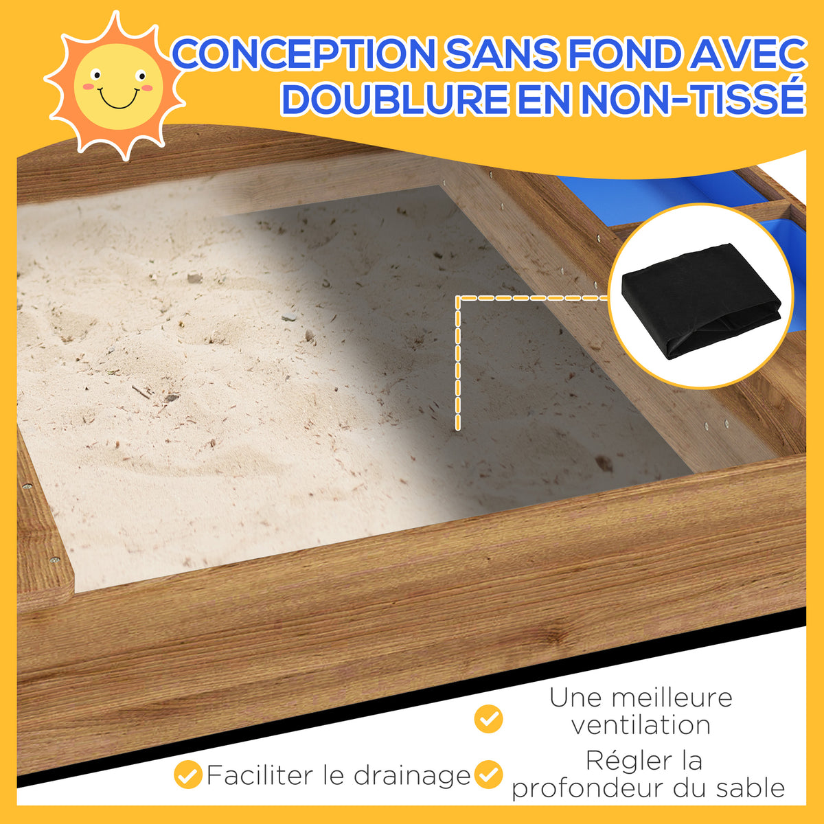 Bac à sable bois forme de maison pour enfant avec auvent 2 bacs évier tableau 124 x 116 x 146 cm noir-4