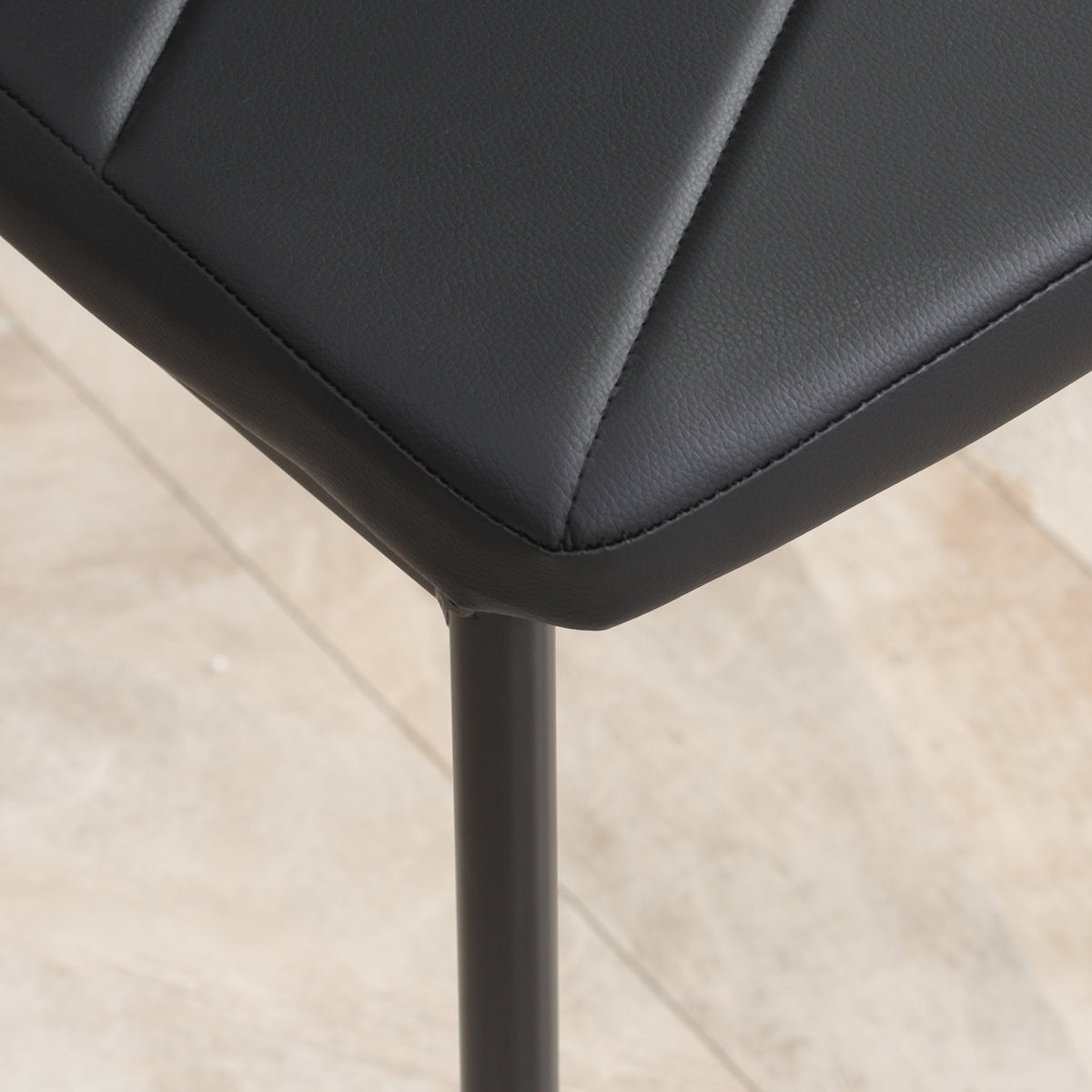 Ensemble de table à manger avec 4 chaises plateau en verre trempé, pieds en acier, pour cuisine salon noir-8