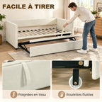 Cadre de lit canapé-lit 2 en 1, canapé 2 places et lit double, deux matelas compatible de 90 x 190 cm-4