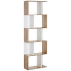Bibliothèque à 5 niveaux, meuble de rangement en forme de S avec étagères, étagère de rangement blanc-0