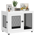 Cage pour chien cage de chien sur pied avec coussin amovible acier noir et blanc - 94 x 60 x 71,5 cm-0