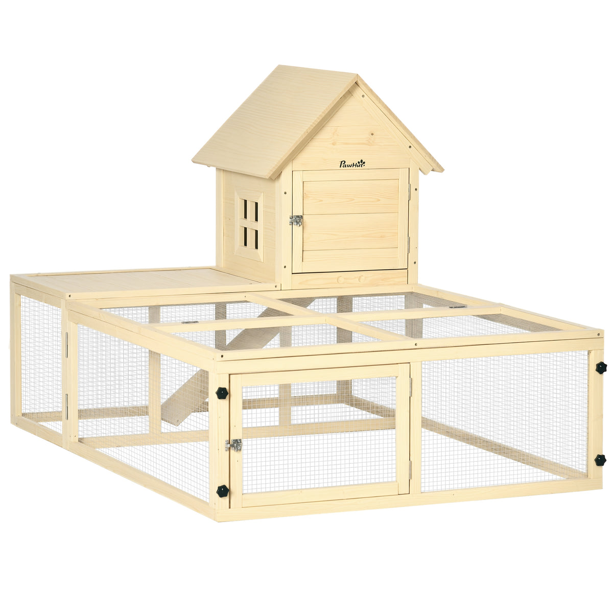 Clapier en bois enclos pour animaux villa pour lapin 2 niveaux avec aire de course rampe et portes verouillables-0