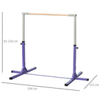 Barre Fixe de Gymnastique pour Enfant, Hauteur Réglable sur 13 Niveaux de 92-150 cm, en Acier et Bois de Hêtre, Barre de Gym d'Entraînement à Domicile, Antidérapant, Facile à Assembler, Violet-2