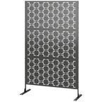 Panneau brise vue décoratif paravent extérieur à motif géométrique ajouré en métal - 122 x 45 x 198 cm, noir-0