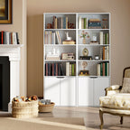 Bibliothèque Armoire à livres avec 4 compartiments ouverts et 2 portes pour le salon et le bureau 59x29x180 cm Blanc-7
