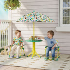 Ensemble Salon de Jardin Extérieur Enfant avec 2 Chaises Pliantes et Parasol, Thème Jungle, pour Jardin, Terrasse, Vert-1
