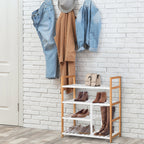Etagère à Chaussures - étagère de Rangement - Meuble Chaussures 4 Niveaux Bois de pin étagères à Lattes MDF Blanc-8