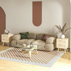 Lot de 2 tables de chevet tables d'appoint 2 tiroirs façades aspect cannage rotin style bohème 40 x 40 x 56 cm naturel-9