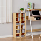 Lot de 2 étagères colonnes Armoire de Rangement CD-DVD 6 + 6 Compartiments dim. 21L x 19l x 88H cm capacité Max. 160 CD Naturel-6