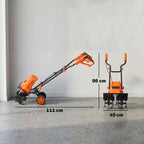 Motobineuse Électrique Motoculteur 1500W 6 Lames 65Mn Largeur 40cm Profondeur 20cm Pliable et Étanche IPX4 Orange-2