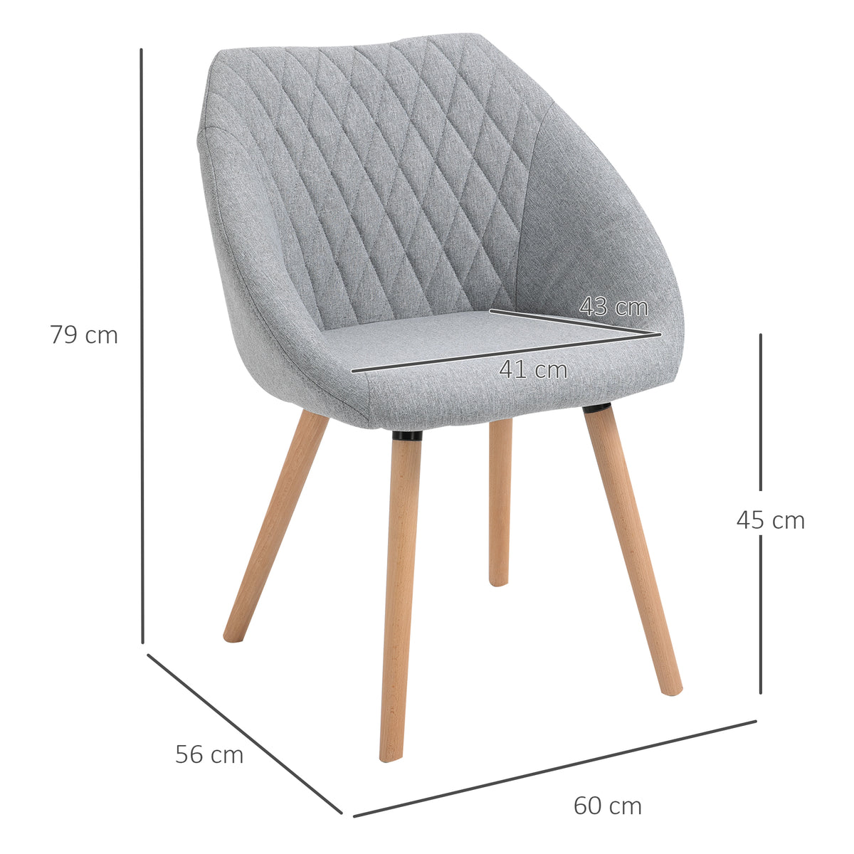 Lot de 2 Chaises de Salle à Manger Design scandinave - Pieds effilés Bois hêtre - Assise Dossier accoudoirs-2