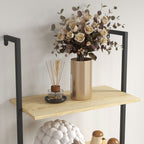 Étagère échelle mural bibliothèque style industriel 6 étagères acier noir aspect bois naturel dim. 60L x 30l x 206H cm-8