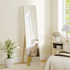Miroir sur Pied et Mural rectangulaire dim. 37L x 43l x 156H cm bois naturel-1