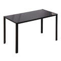 Table à manger pour 4 personnes, table de cuisine avec plateau en verre trempé et pieds en métal, 120x60x75cm, noir-0