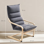 Fauteuil salon fauteuil de loisirs moderne fauteuil chambre avec accoudoirs incurvés, coussins, 67 x 83 x 105 cm, gris-2