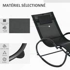 Chaise longue à bascule avec tétière utilisation extérieure intérieure noir-6