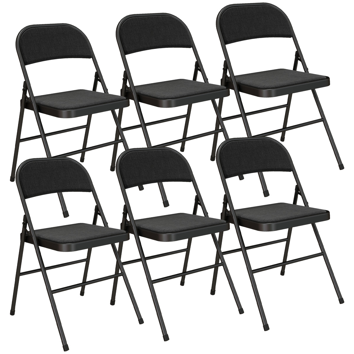 Lot de 6 chaises pliantes chaises de salle à manger portables cadre en acier 45 x 46 x 78 cm noir-0