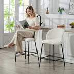 Lot de 2 Tabourets de Bar, Chaises de Bar, Repose-Pieds et Dossier, Tissu Effet Lin, Hauteur d'Assise 68cm, Crème-7