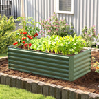 Jardinière surélevée en acier galvanisé, lit de jardin avec fond ouvert, 180 x 90 x 57,5 cm, vert clair-1