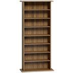 Rangements pour CD et DVD avec 8 compartiments et 6 étagères réglables, capacité max. 360 CD/185 DVD et Blu-ray, noyer-0