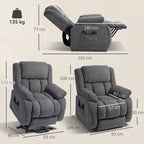 Fauteuil releveur électrique massage et chauffage avec repose-pied, dossier inclinable, télécommande et poche latérale-2