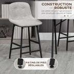 Ensemble table de bar avec tabourets table à manger debout avec 4 chaises rembourrées pieds en acier 120x60x91cm gris-5