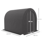 Abri de jardin tente de rangement extérieur abri de vélo garage pour vélo bâche en PE métal 2,4 x 1,8 x 1,9 m gris foncé-2