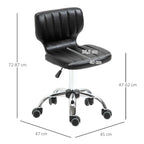 Tabouret à roulettes - tabouret de travail pivotant 360° - - tabouret ergonomique - hauteur assise réglable 47-62 cm - revêtement synthétique matelassé noir métal chromé-2