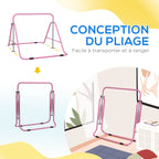 Barre fixe de gymnastique pour enfants pliante hauteur réglable de 88 à 128 cm rose-5