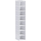 Lot de 8 boîtes à chaussures pliables en plastique empilables avec couvercles, pour pointure jusqu'à 43, blanc-0