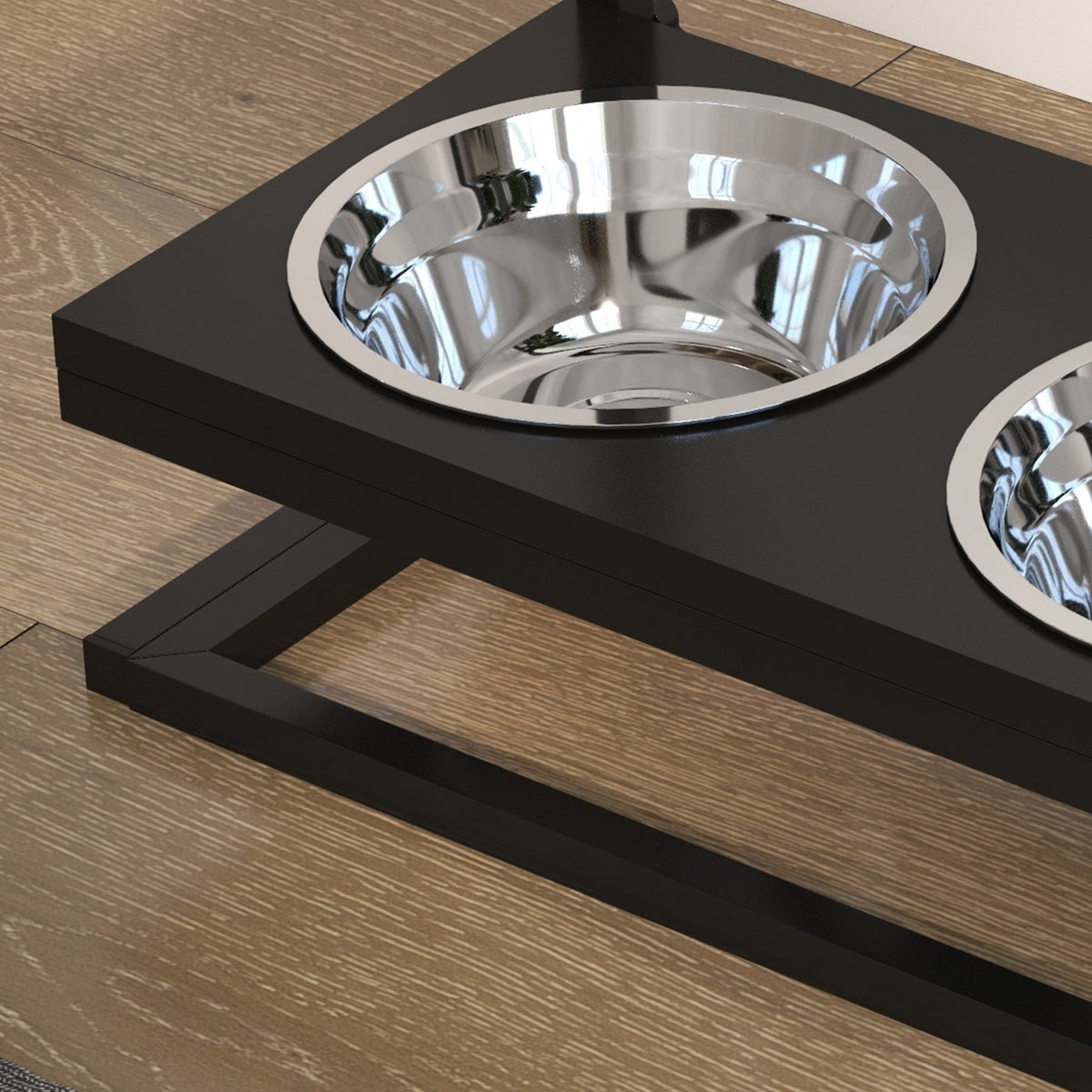 Gamelles surrélevées chien avec support réglable en hauteur de 11 à 33 cm 2 bols en acier inoxydables amovibles noir-8