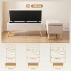 Banc coffre rangement rembourré aspect lin pour chambre à coucher, entrée, salon, charge 220 Kg, 110 x 39 x 45 cm, beige-2