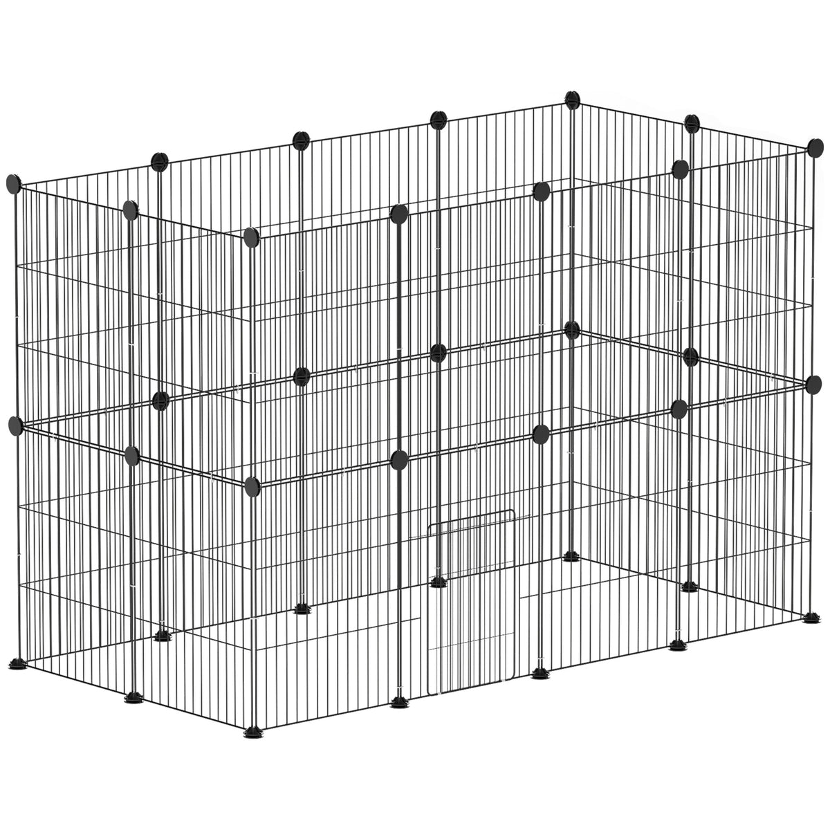 Enclos pour animaux parc pour petits animaux modulable 24 panneaux pour lapins grillagés en acier 120 x 60 x 80 cm noir-0