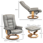 Fauteuil de relaxation inclinable avec repose-pied, pivotant, cadre en bois , revêtement synthétique gris-2