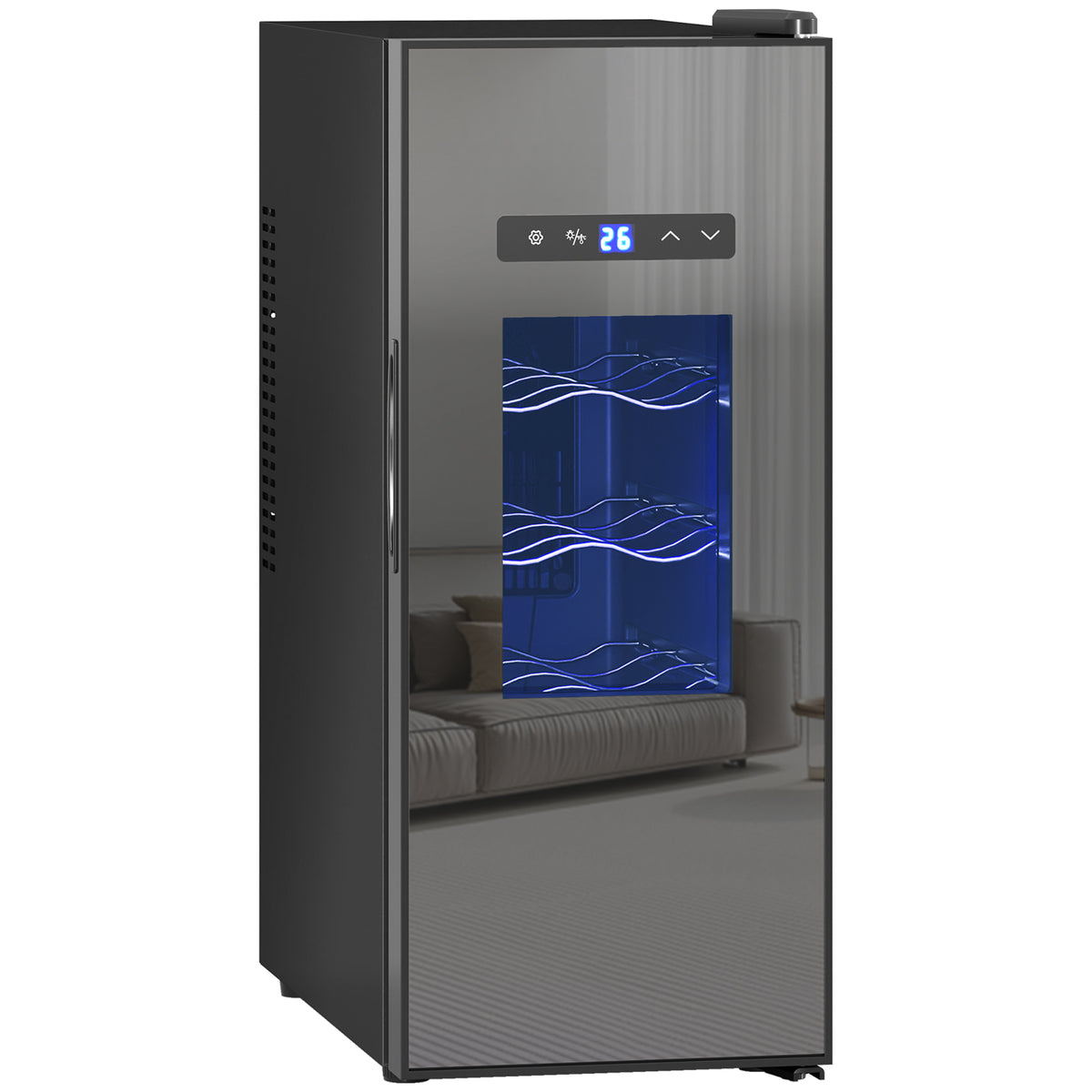 Cave à vin 12 bouteille 30L thermoélectrique double et silencieux avec porte en verre, LED, écran numérique, noir-0