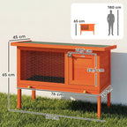 Clapier Lapin Extérieur en Bois, Toit Ouvrable en Asphalt et Plateau Coulissant, Design Surélevé, 90x45x65cm, Orange-2