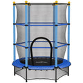 Trampoline Enfant Ø 1,40 × 1,90H m Filet de sécurité Porte zipée Couvre-Ressorts 6 poteaux rembourrés Inclus Bleu-0