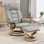 Fauteuil de relaxation inclinable avec repose-pied, pivotant, cadre en bois , revêtement synthétique gris-1