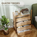 Commode 4 tiroirs meuble de rangement sans poignées design minimaliste 60 x 40 x 80 cm naturel-4