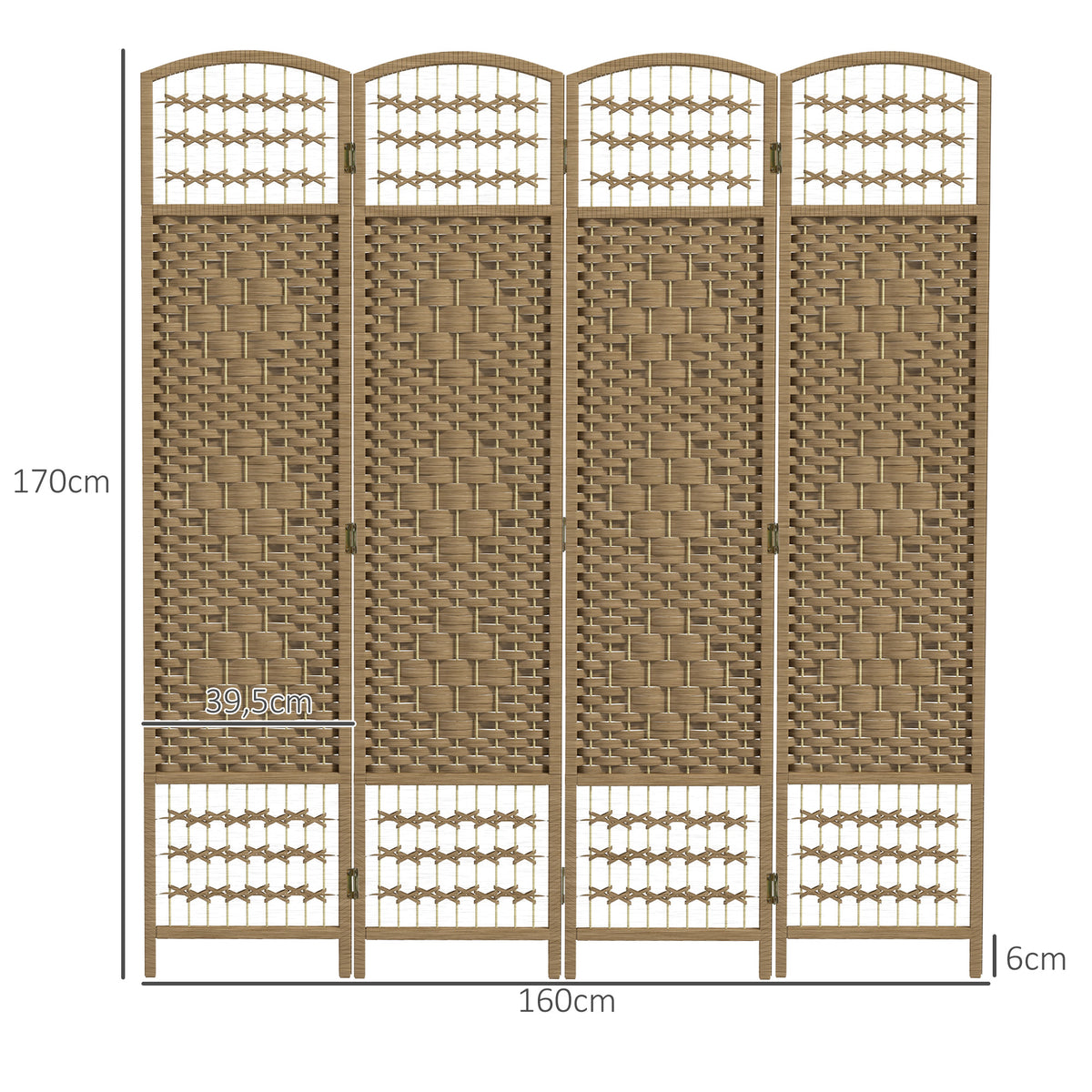 Paravent intérieur en bois séparateur de pièce cloison pliable 4 panneaux 160 x 170 cm bois naturel-2