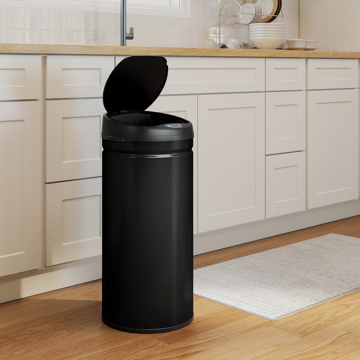 Poubelle cuisine automatique 42L acier inoxydable, poubelle à couvercle à fermeture en douceur, 30,5x30,5x68cm, noir-7