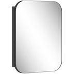 Armoire Murale Salle de Bain avec Miroir, 40 x 10 x 51 cm, avec Porte Miroir à Fermeture Douce et Étagères Réglables, Noir-0