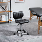 Tabouret à roulettes - tabouret de travail pivotant 360° - - tabouret ergonomique - hauteur assise réglable 47-62 cm - revêtement synthétique matelassé noir métal chromé-9
